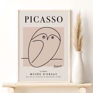 Picasso - The Owl Art Print, Exhibition Line Art Vintage Poster, Minimalist Line Drawing, Home Wall Decor or Gift Digital Download