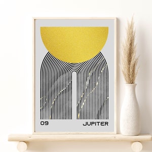 Jupiter / Bauhaus Style Art Poster, Cartel de exposición, Jupiter Bauhaus Print, Retro Wall Art Decor Gift, Bauhaus Digital Download