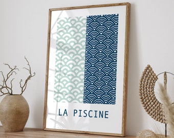 La Piscine | Bathroom Wall Art | Typography Poster, Digital Art Print, Swimming Pool Poster Digital Download