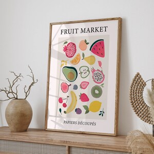 Fruits Market Poster, Minimal Fruits Wall Art Print, Kitchen Dining Room Home Decor Gift, Fruit Market Digital Download