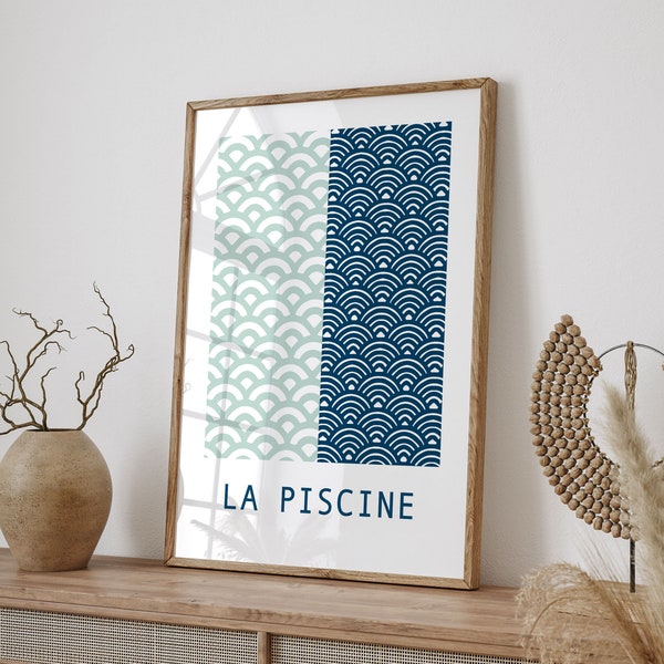 La Piscine | Bathroom Wall Art | Typography Poster, Digital Art Print, Swimming Pool Poster Digital Download