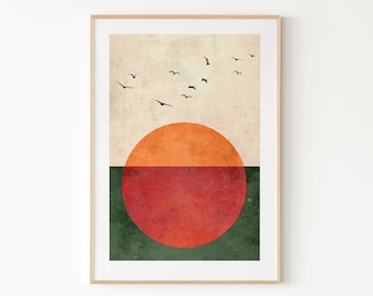 The Sun | Abstract Boho Poster, Boho Art Print, Modern Wall Art Decor, Exhibition Poster, Sun Minimal Print, Art Deco Home Gift