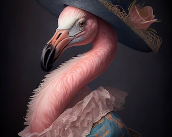 Victoriaanse Gothic Steampunk Flamingo's Art, Victoriaanse Flamingo Ai Art, elegant en brutaal Home Wall Decor cadeau-idee