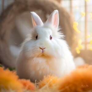 Photographie de lapin de Pâques mignon, Bunny Rabbit AI Art, Printable Wall Art Set, Bunny Nursery Digital Download Baby Shower Gift Kids Wall Decor