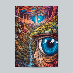 Psychedelic Trippy Nature Mushroom Fantasy Art Print Volume:5 Fantasy Spiritual Retro Home Wall Decor Gift Idea