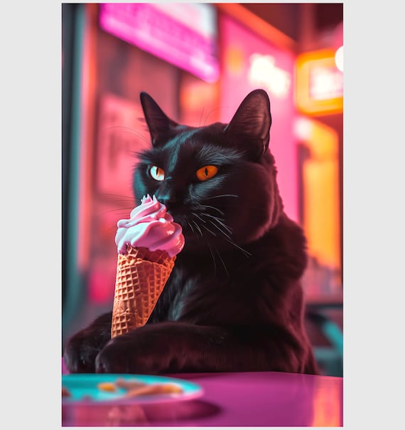 Cat eating ice cream hot sale