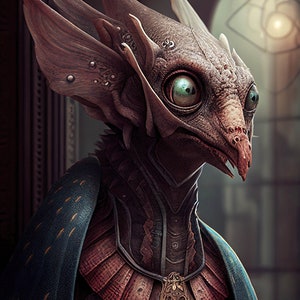 Victorian Gothic Steampunk Animals and Creatures Art, Victorian Alien Creature Ai Art, Elegant and Cheeky Home Wall Decor Gift Idea