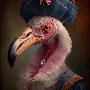 Victorian Gothic Steampunk Flamingos Art, Victorian Flamingo 4 Ai Art, Elegant and Cheeky Home Wall Decor Gift Idea