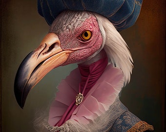 Victorian Gothic Steampunk Flamingos Art, Victorian Flamingo 4 Ai Art, Elegant and Cheeky Home Wall Decor Gift Idea