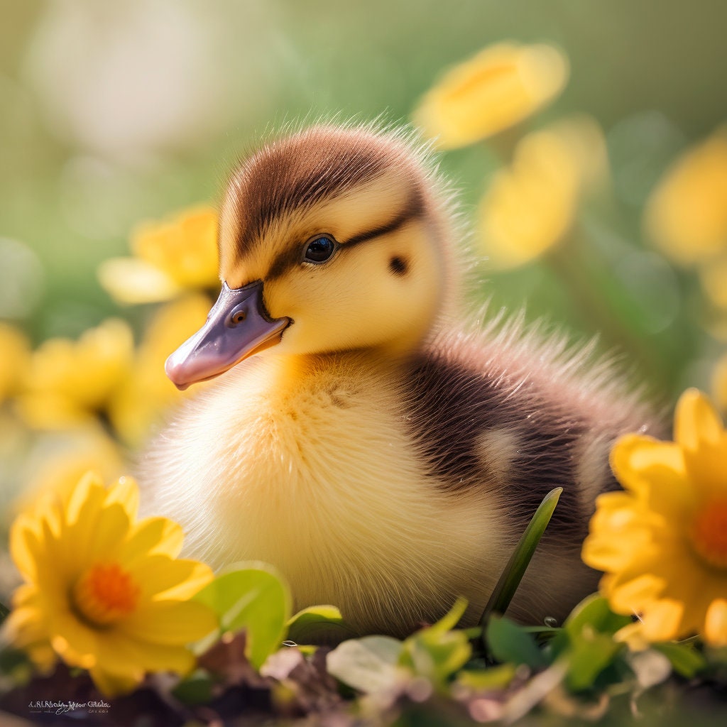 Baby Duck Photography AI Art, Cute Duck Printable Wall Art Set