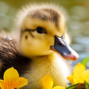Cute Duck Photography AI Art, Baby Duck Printable Wall Art Set, Nursery Digital Download Baby Shower Gift Kids Wall Decor