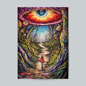 Psychedelic Trippy Nature Mushroom Fantasy Art Print Volume:1 Fantasy Spiritual Retro Home Wall Decor Gift Idea