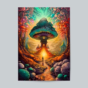 Psychedelic Trippy Nature Mushroom Fantasy Art Print Volume:4 Fantasy Spiritual Retro Home Wall Decor Gift Idea