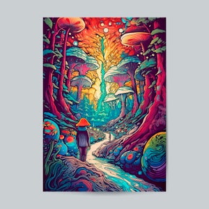Psychedelic Trippy Nature Mushroom Fantasy Art Print Volume:2 Fantasy Spiritual Retro Home Wall Decor Gift Idea
