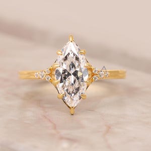 Marquise Schliff Diamant Verlobungsring, 14K Gelbgold Spaltschaftring, Diamant Set Brautring, Einzigartiges Vorschlag Ring Geschenk für Sie