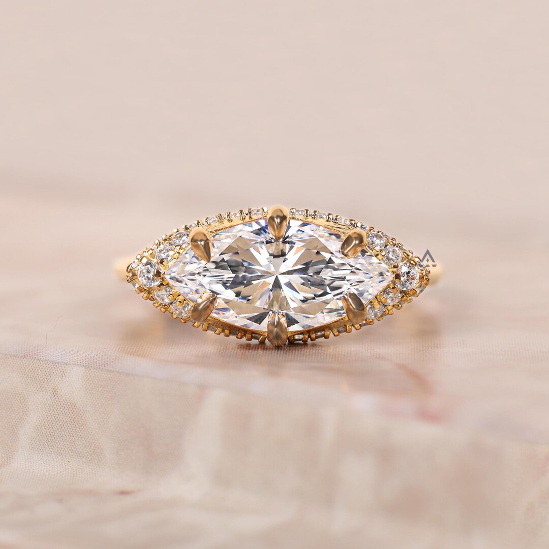 2.5CT Marquise Cut Lab Grown Diamond Engagement Ring Solitaire Wedding ...