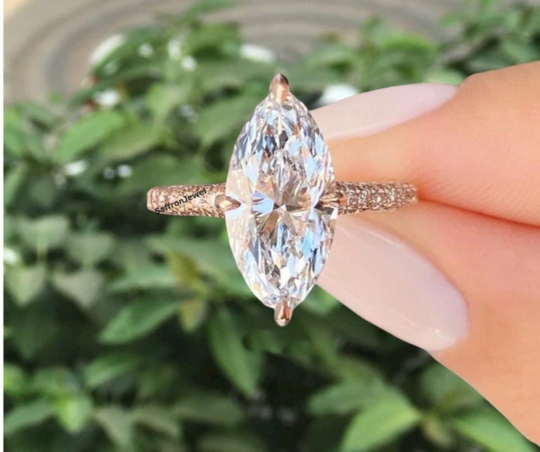 Marquise Cut Moissanite Bridal Ring Set