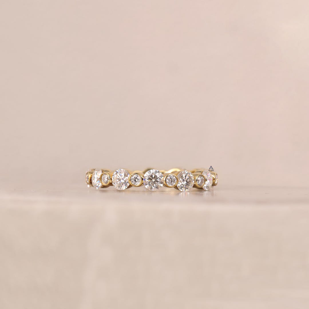 Round Cut Lab Grown Diamond Full Eternity Wedding Band, Stacking Ring ...