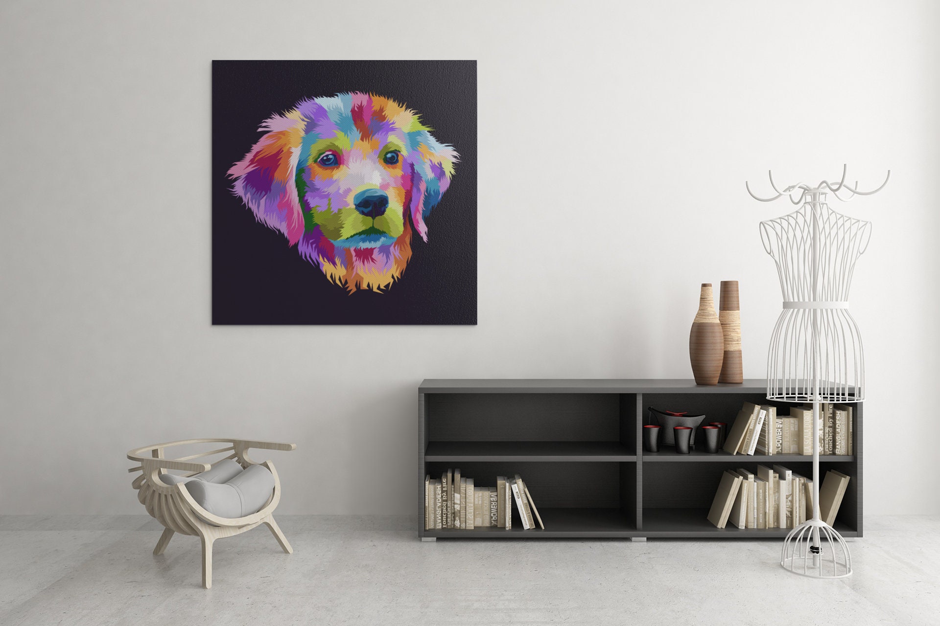 Tableau Chien Pop Art, Tableau Animaux Dog Art Canvas, Painting, Livraison Gratuite