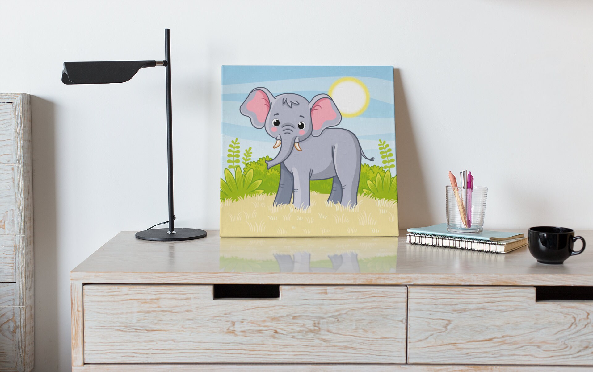 Tableau Enfant Éléphant, Tableau Éléphant Couleur, Animaux, Elephant Canva, Livraison Gratuite