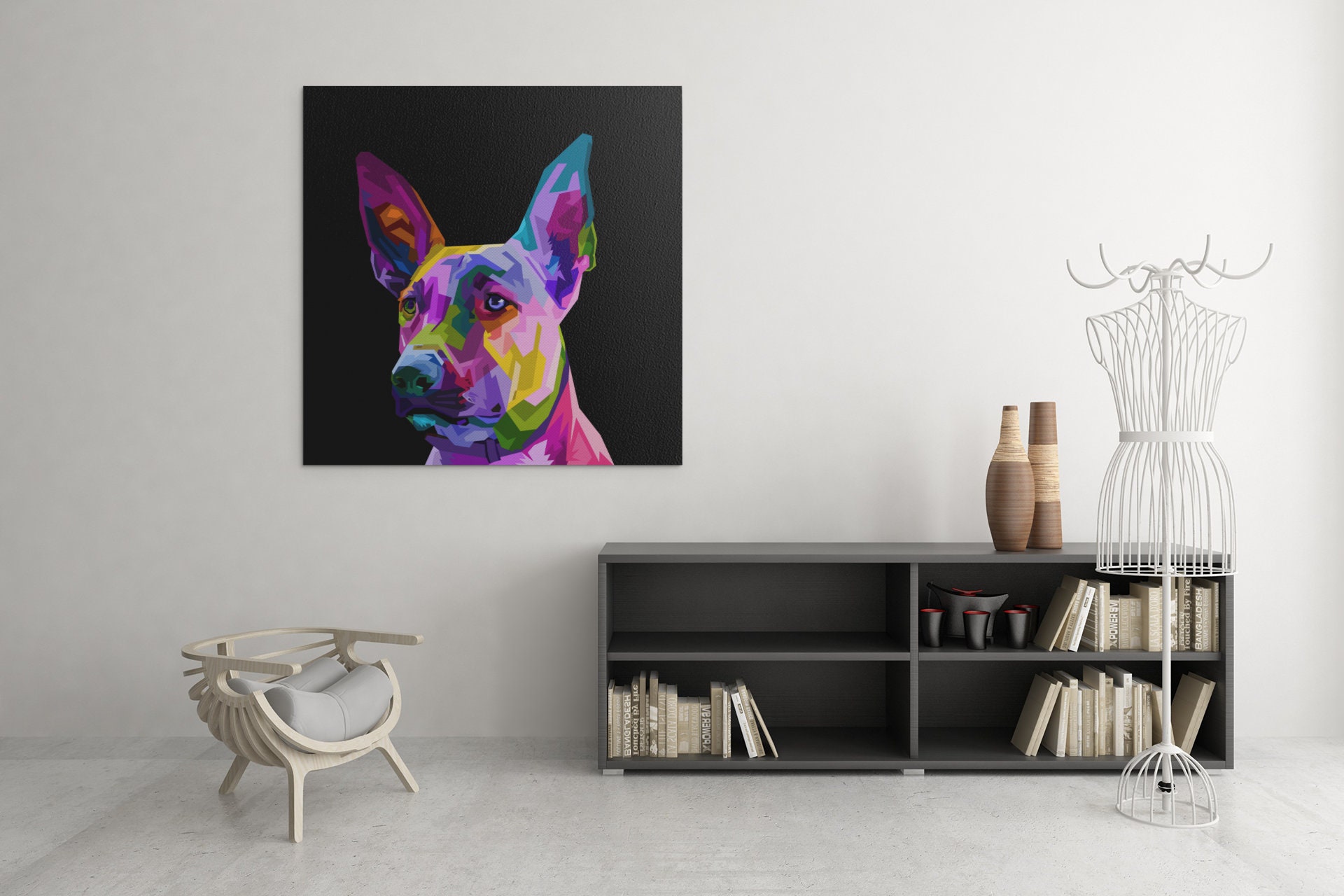 Tableau Chien Mignon Pop Art, Berger Belge Malinois, Design Art Chien, Toile Animaux, Cute Dog Canva