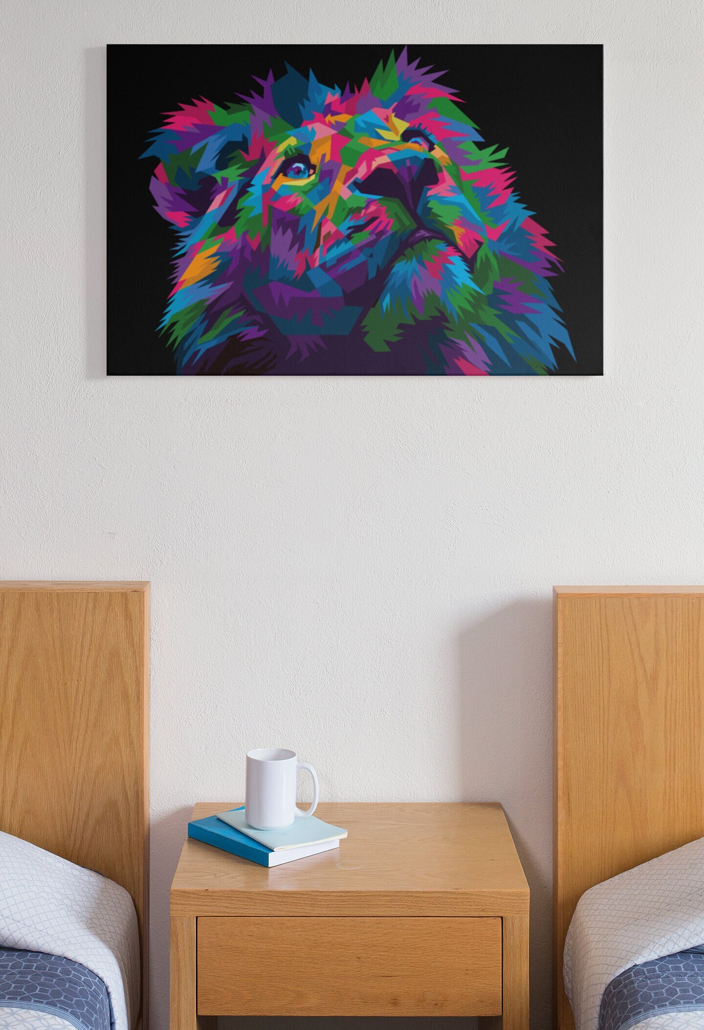 Tableau Lion Pop Art, Art Mural Tête de Lion, Cadre Canva, Lion Painting, Livraison Gratuite