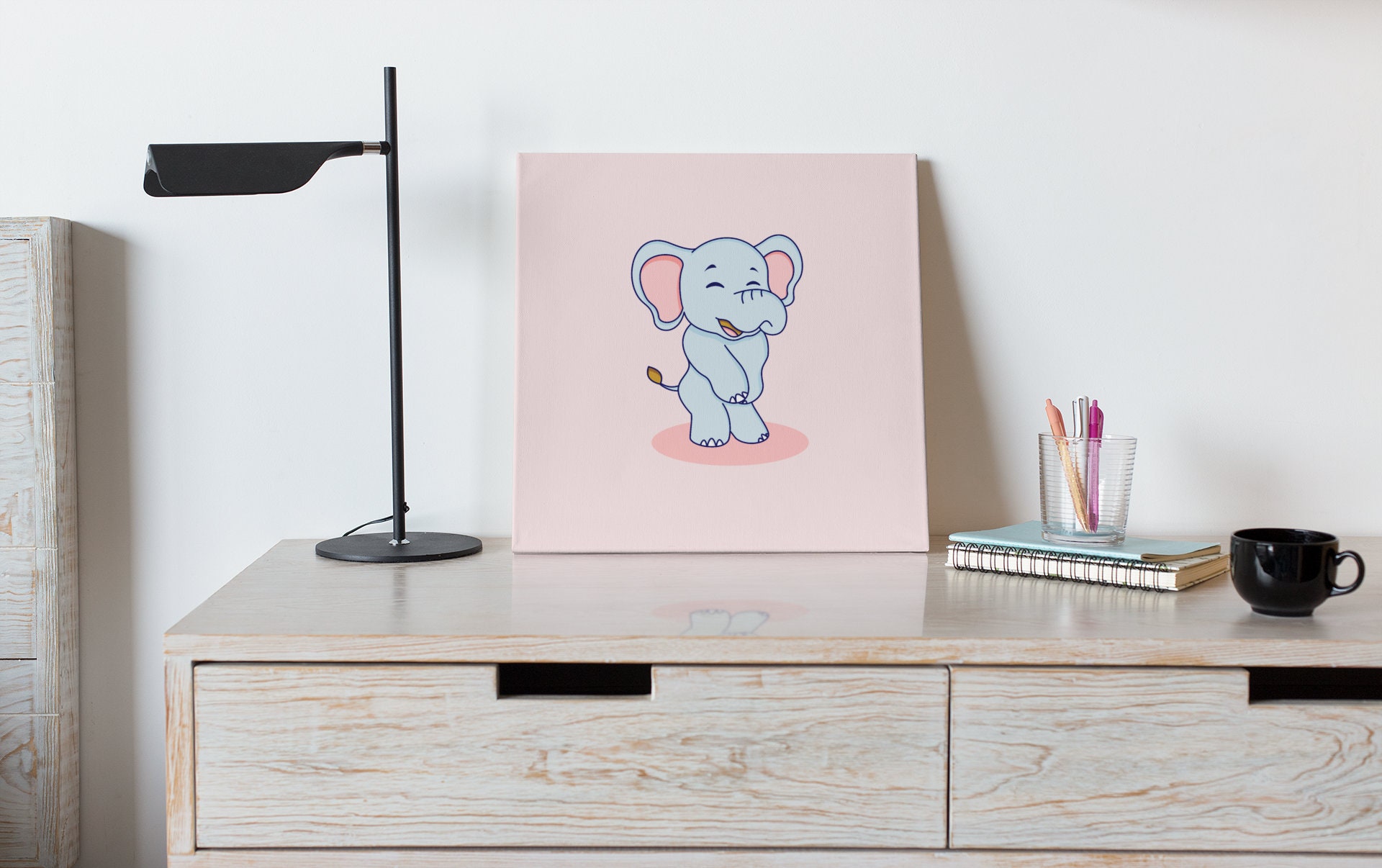 Tableau Éléphant Enfants, Tableau Enfant Couleur Rose, Animaux Éléphant, Elephant Canva, Livraison G