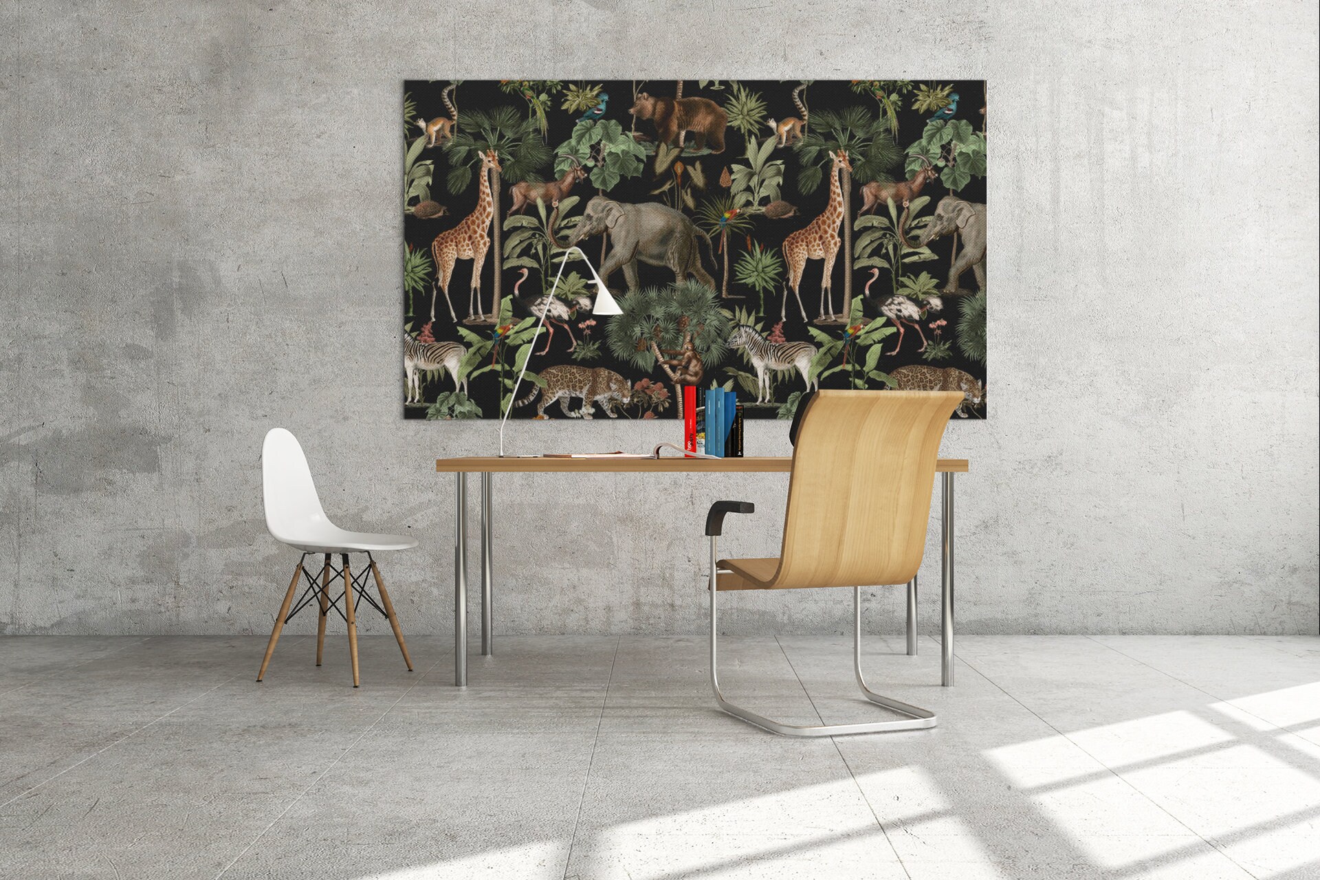 Tableau Jungle Animaux Sauvages, Tableau Tropicale, Art Mural, Impression sur Toile, Livraison Gratu
