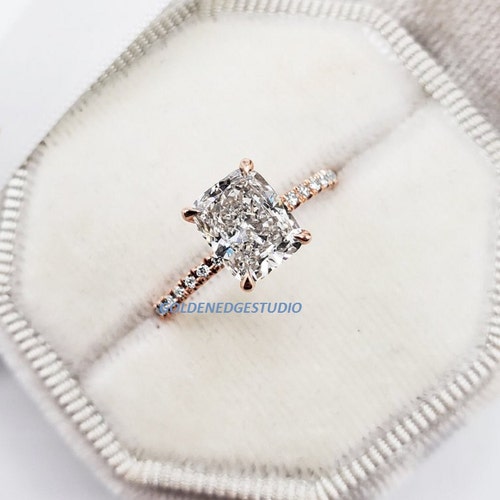 3.37 CT Cushion Cut Engagement Ring Ice Crushed Moissanite - Etsy