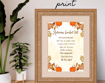 Bucket List Herbst, Saisonale Wandkunst (A4 Printable)