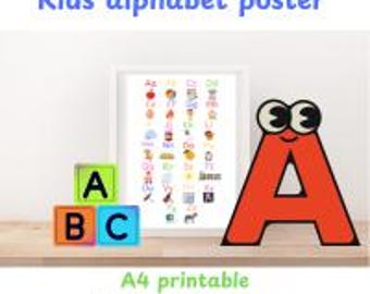 Animal Alphabet Poster, Kids Educational Wall Art (A4 Printable) - Etsy