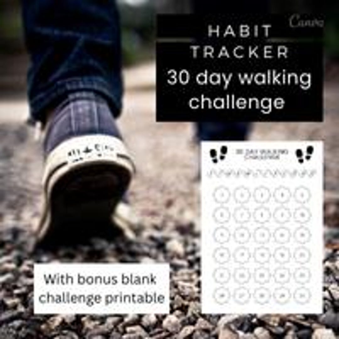 30 Day Walking Challenge Habit Tracker. Progress Monitor Daily ...