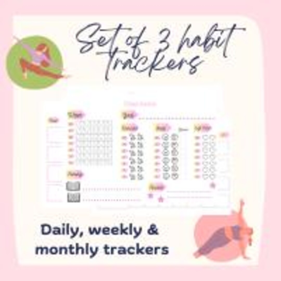 Pink Habit Tracker Set, Daily, Weekly, Monthly (printable Download) - Etsy