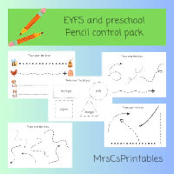 EYFS pencil control pack, preschool tracing lines practice, fine motor skills and pencil grip support for early writing skills