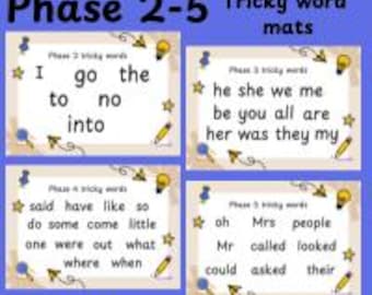 Phase 2-5 Phonics Tricky Word Mats, Homeschool Printable (A4)