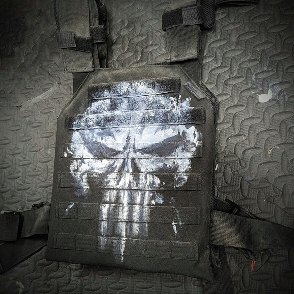 The Punisher skull vest plate carrier Frank Castle Marvel cosplay. Made to order