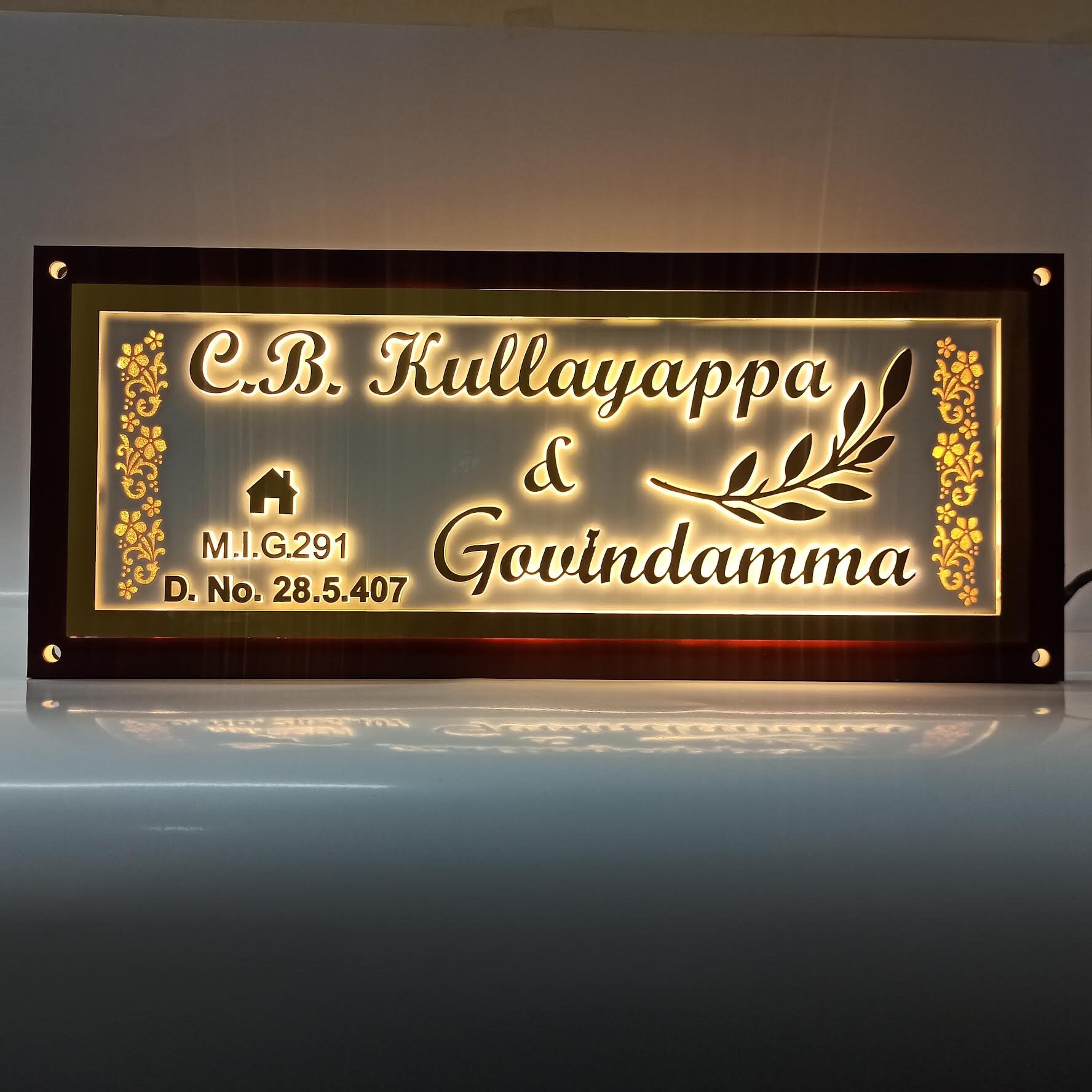 Buy Customized Personalized Multicolor Acrylic Door Name Plate With Led