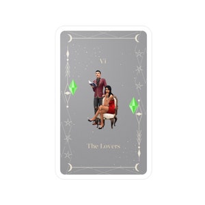 Naklejka na kartę tarota The Lovers - The Sims Bella i Mortimer Goth Vinyl Decal