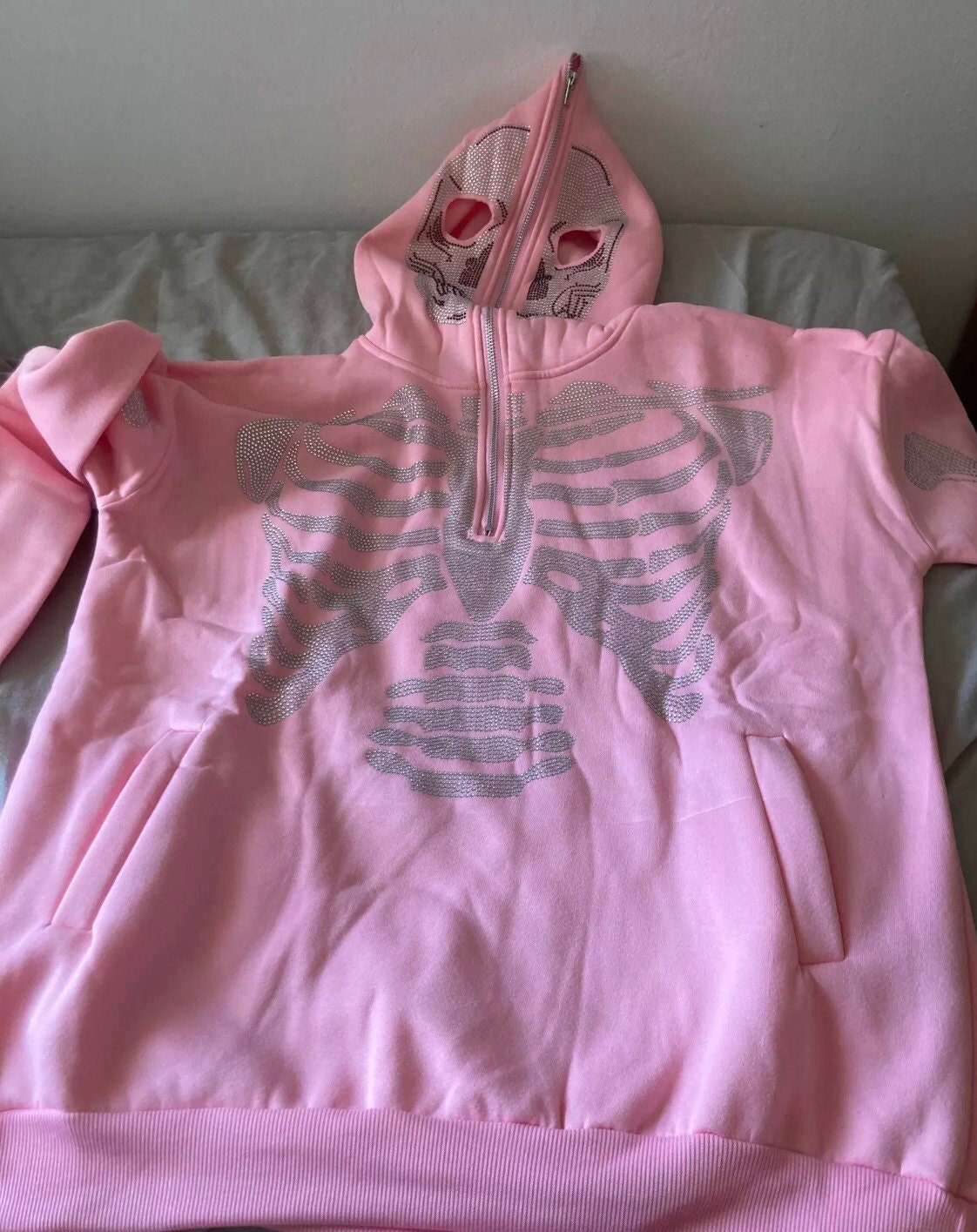 Skeleton Rhinestone Full Zip up Hoodie Y2k Hoodie Rhinestone Etsy