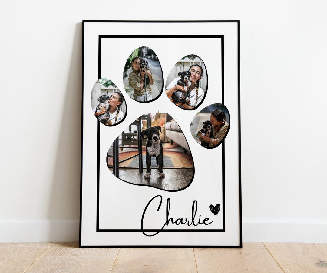 PAW PRINT Photo Collage Canva Template Printable Personalized Wall Art paw-print-photo-collage-canva-template-printable-personalized-wall-art