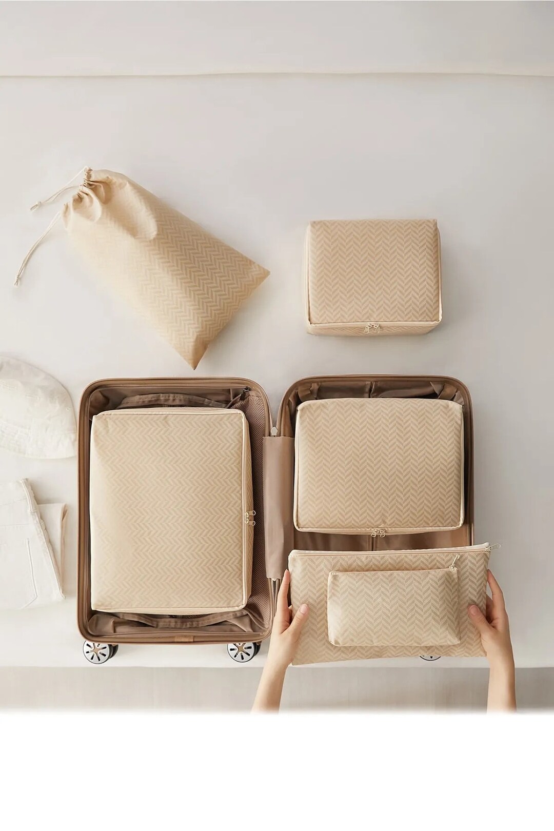 Herringbone Luggage Organizer Multi Functional Packing Cube Storage