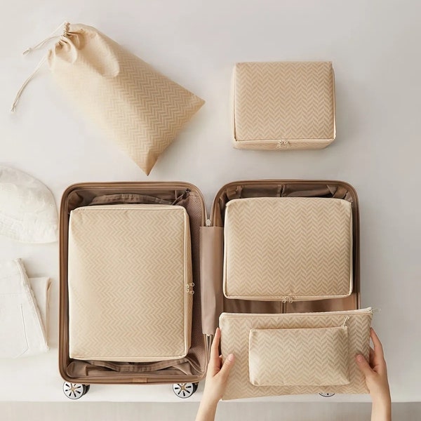 Herringbone Luggage Organizer | Multi functional Packing Cube Storage Travel Bag | Bag organizer | Garment Packing Bags | Suitcase for Women