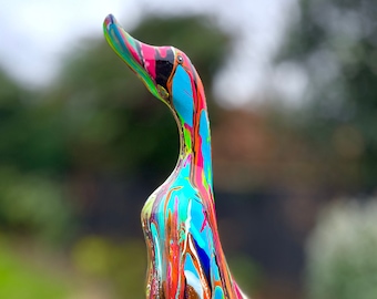 Customisable abstract duck sculpture, colourful sculpture, modern room decor, painted sculpture, street art figurine, contemporary statue