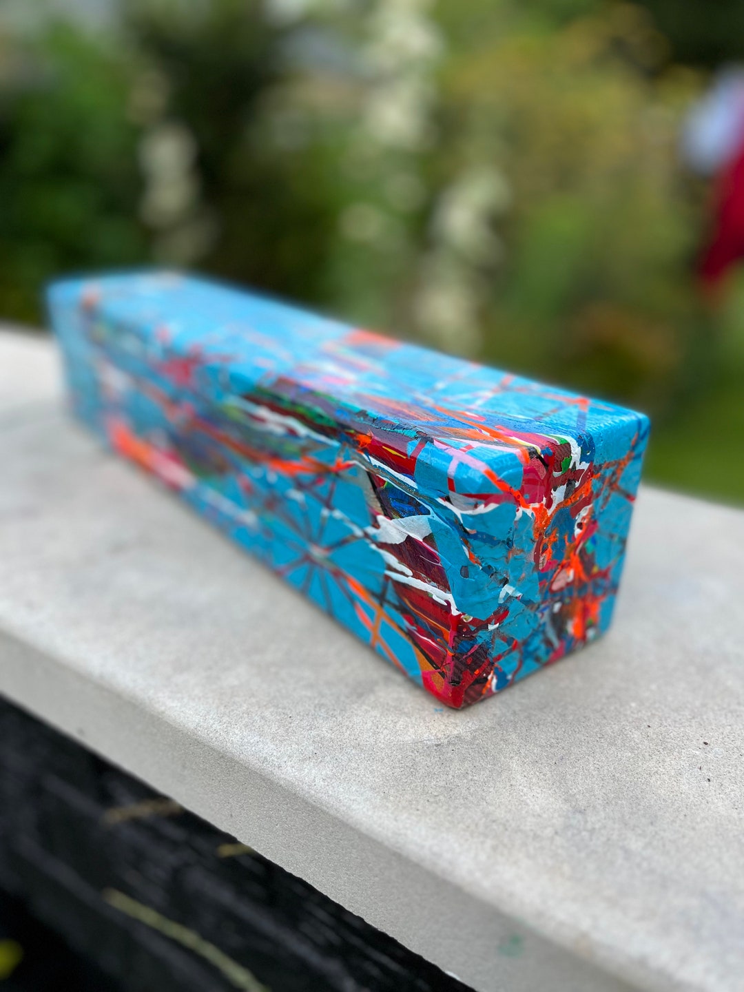 Drip Painted Geometric Sculpture Drip Art Object Drip Art Etsy