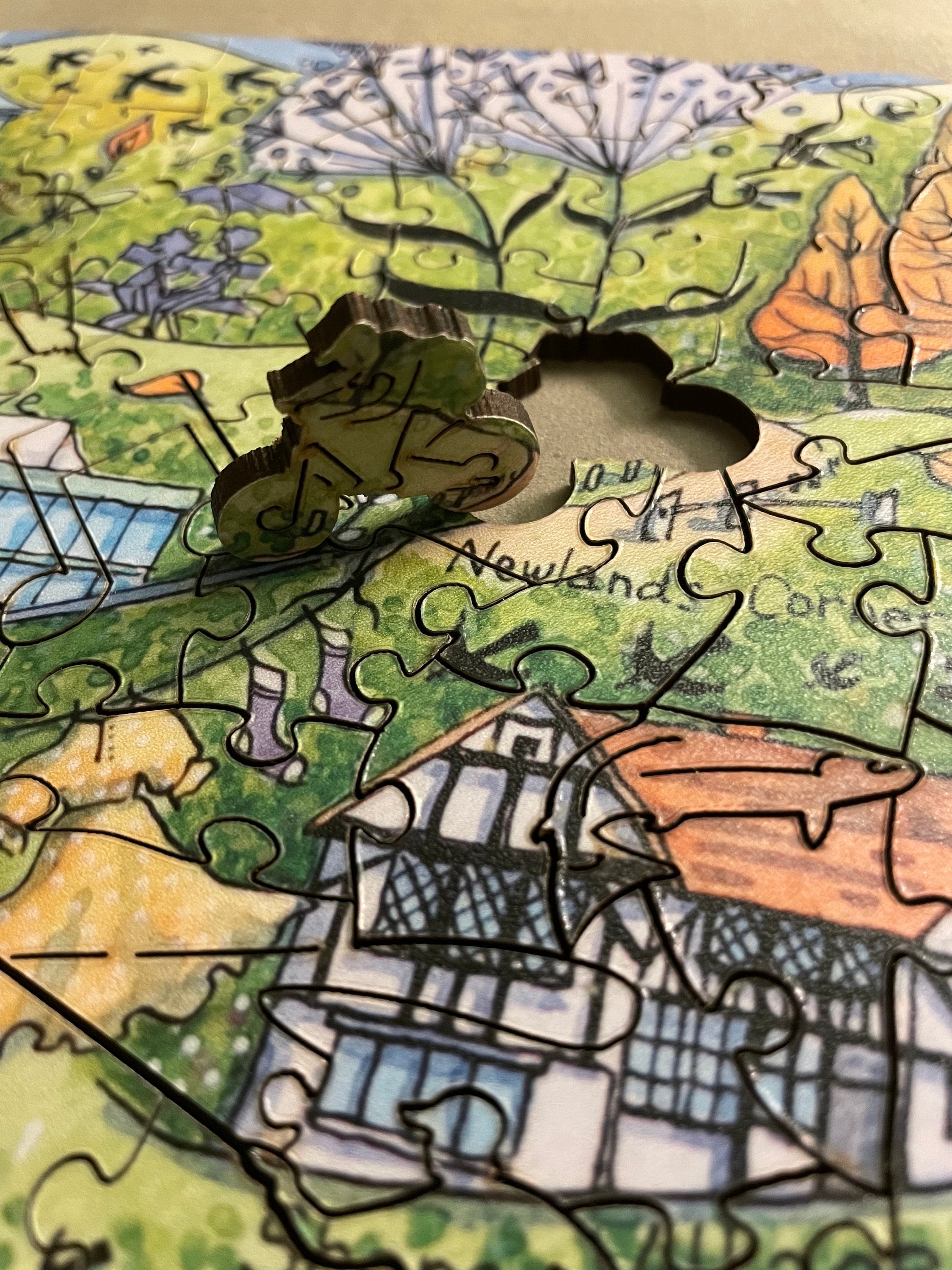 Guildford Walkabout Jigsaw Puzzle by Artist Judit Matthews. With Irregular & Whimsical Shaped