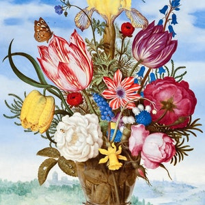 Flowers in a vase by Ambrosius Bosschaert Wooden Puzzle. 500 piece and 70 piece fine art puzzle.  Contains whimsical and regular jigsaw pieces for hours of entertainment.  A wooden puzzle for adults that will become an heirloom.