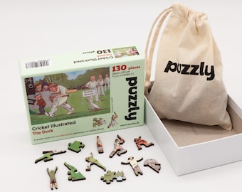 Cricket Wooden Jigsaw Puzzle, The Duck – 130 Pieces with Cricket themed character pieces.