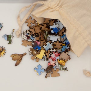 Flowers in a vase by Ambrosius Bosschaert Wooden Puzzle. 500 piece and 70 piece fine art puzzle.  Contains whimsical and regular jigsaw pieces for hours of entertainment.  A wooden puzzle for adults that will become an heirloom.