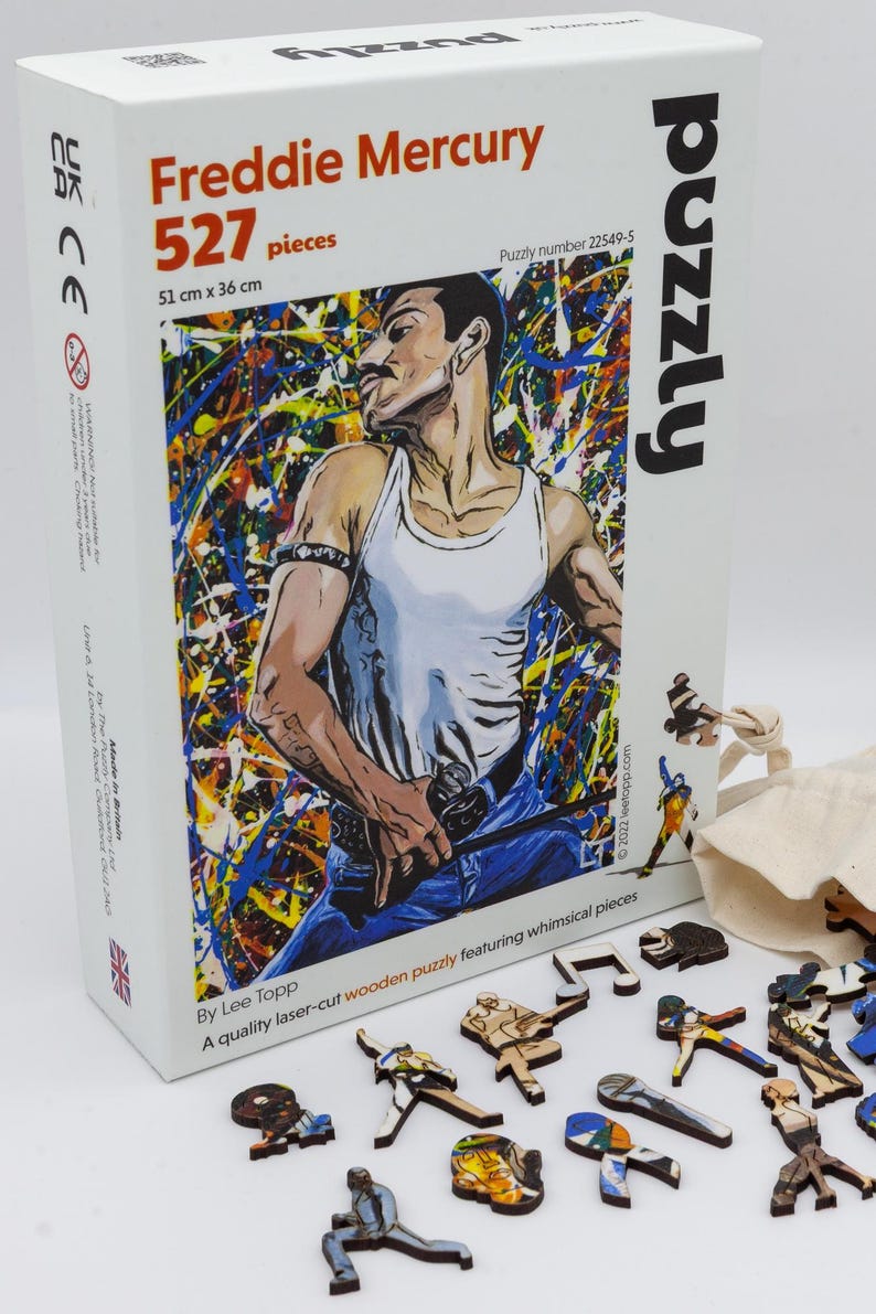 Freddie Mercury Wooden Jigsaw Puzzle With Freddie Character Pieces. 527 ...