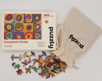 Concentric Circles quality wooden Tessellation Puzzle. 145 pieces.  Made in Britain.